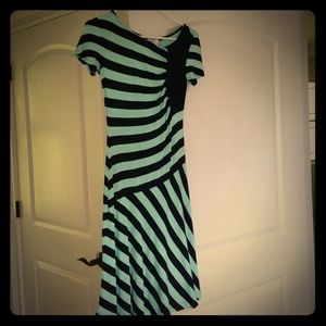 Green and black striped dress
